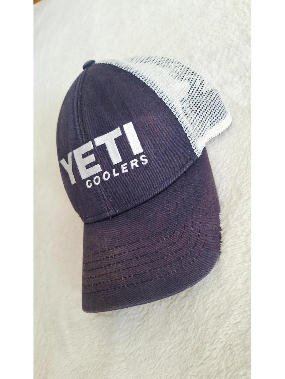 YETI Coolers Navy Blue and White Mesh Back Snapback Hat